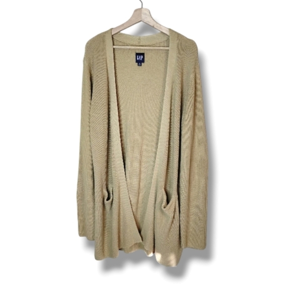 NWT GAP Longline Duster Cardigan Open Front Pockets Safari Tan Neutral Size M - Picture 1 of 11